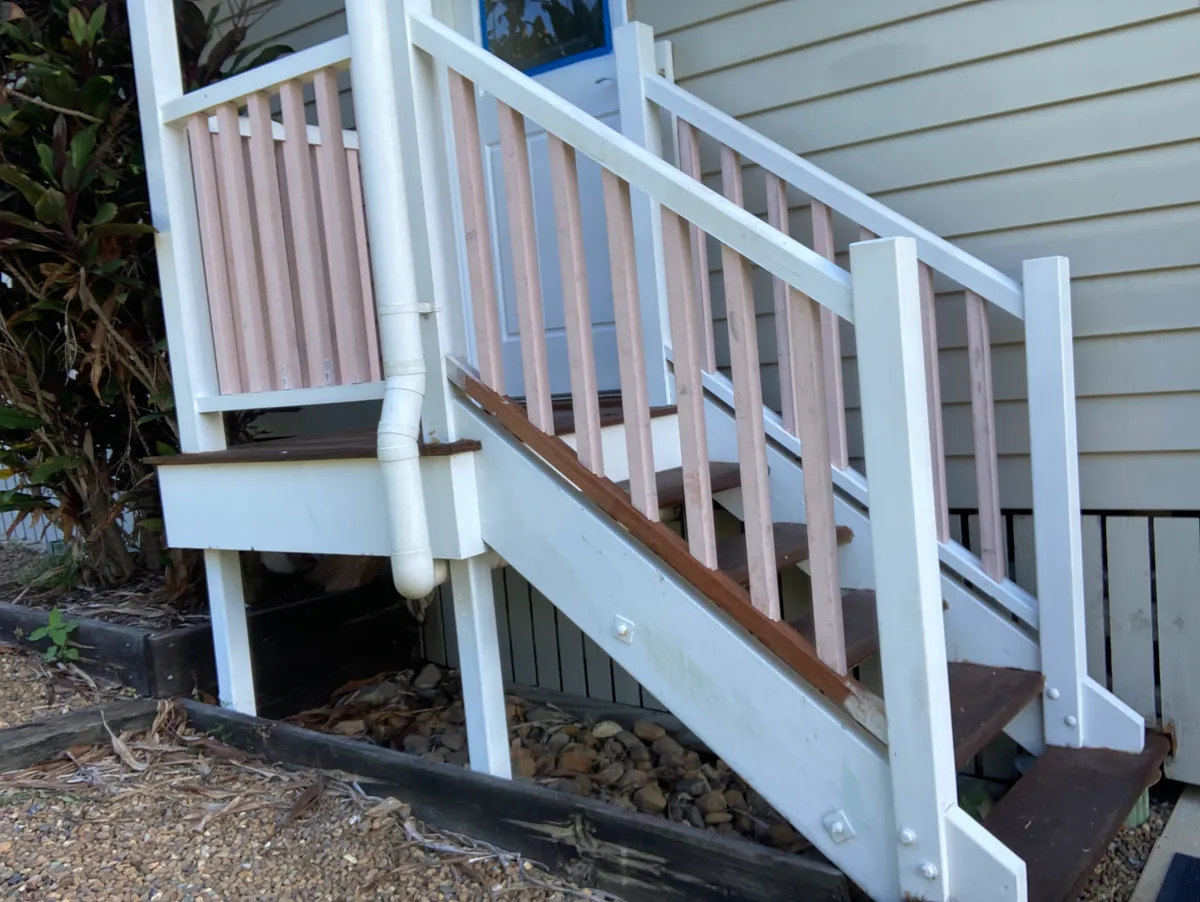 Close up of rear stairs